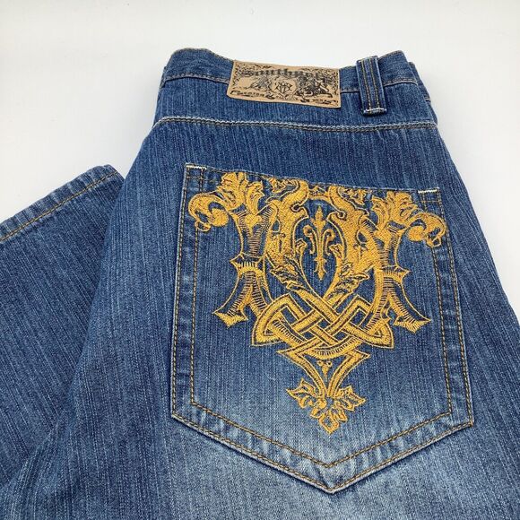Soutpole Mens Embroidered Pocket Denim Jeans‎ Size 36 x 31 - Picture 1 of 7